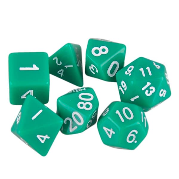 7-pack Flersidiga Tärningar: Perfekt för D&D och Spelkvällar Grön