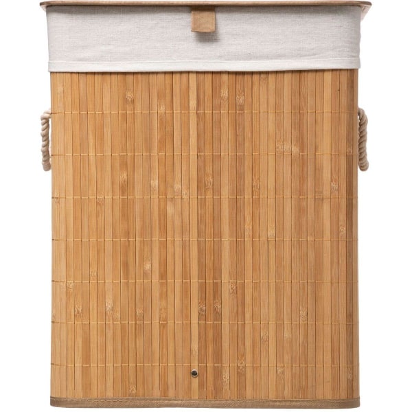 Elegant bambu tvättkorg med medföljande tvättsäck Bamboo