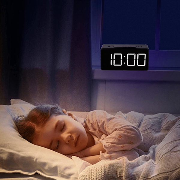 Stilren Digital Alarmklocka: Snooze, Temp & USB Svart