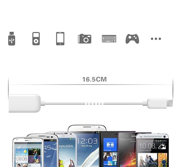 14 cm USB-Micro-USB OTG-adapter för mobil & surfplatta Vit