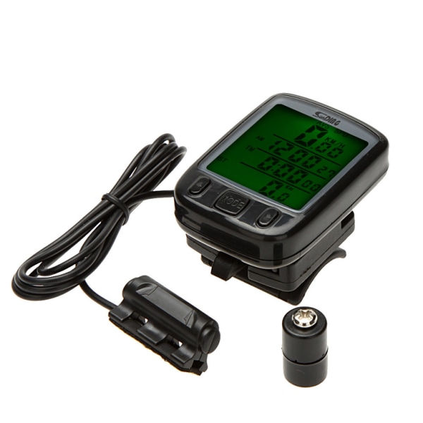 Smart Cykeldator: Hastighet, Sträcka, Temp & LCD Display Svart