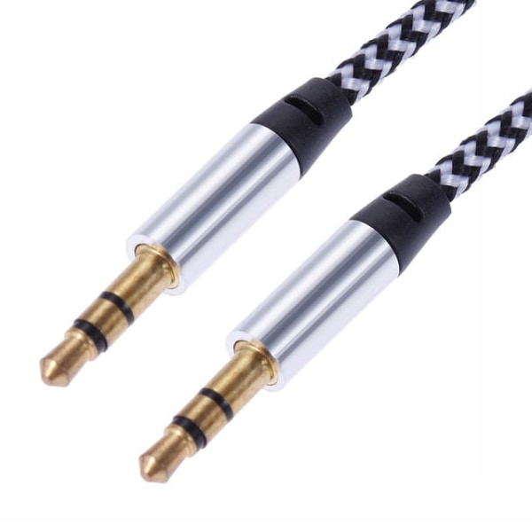 Färgglad, Vävd 3,5mm Aux-kabel: Snygg & Hållbar Silver