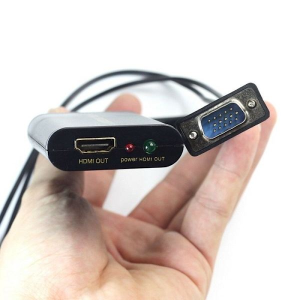 VGA till HDMI-kabel: 1080p, USB-drivna, Ljudöverföring Svart