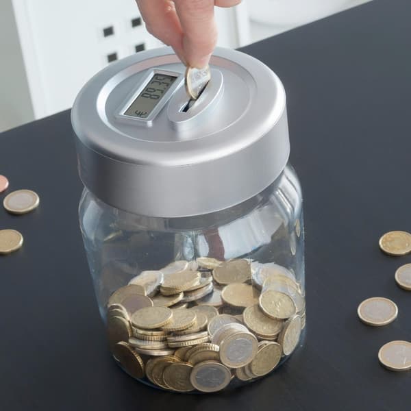 Elektronisk Euro Sparbössa - Räknar & Visar Summa Transparent