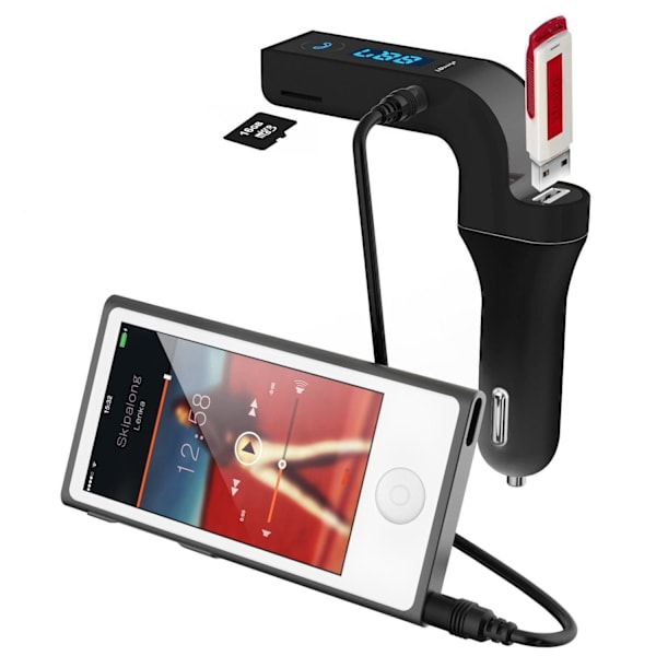 Smidig FM-sändare & Bluetooth-handsfree Svart