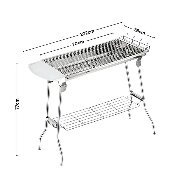 Hopfällbar Rostfri Grill: Perfekt för Strand & Camping Silver