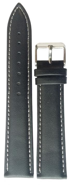 Stoppat läderband 14 mm Svart