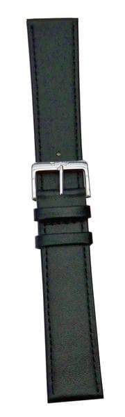 Svart läderband 22 mm Black silverspänne