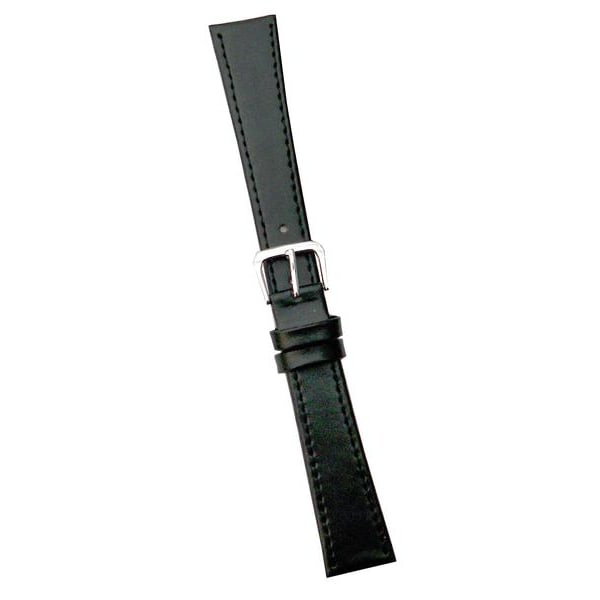 Klockarmband 18/20 mm XL äkta läder Black 18 mm/kromspänne