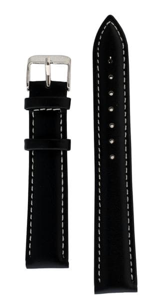 Stoppat läderband 14 mm Svart