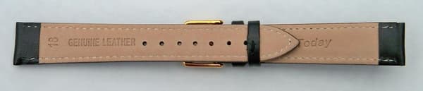 Svart läderband 18 mm Black guldspänne