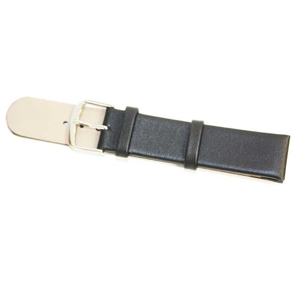 Läder kalv svart parallell 20/22 mm Black 20 mm/silverspänne