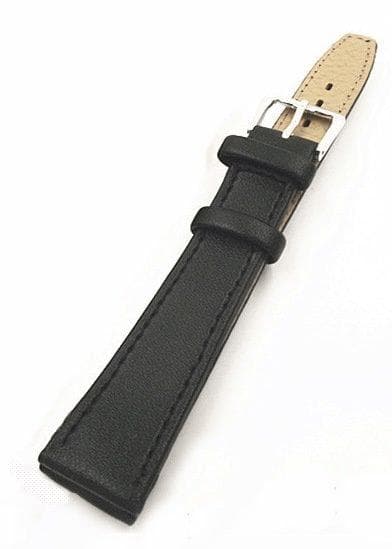 Svart läderband 20 mm normal/XL Black normal/guldspänne