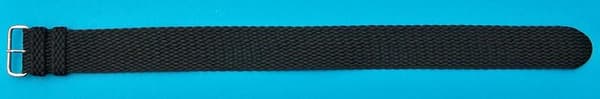 Flätat perlonband 22 mm Black