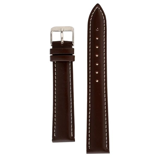 Stoppat läderband 14 mm Mörkbrun