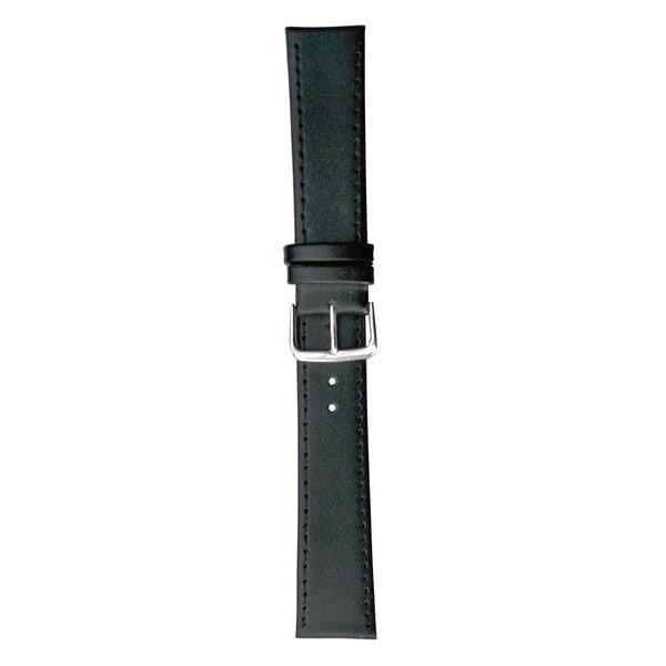 Klockarmband 20 mm XL  äkta läder Black kromspänne