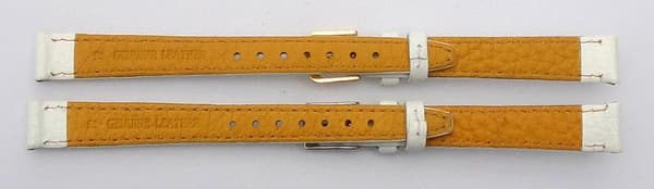 Läder Buffalo vit, sydd 12 mm White stålspänne