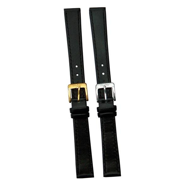 Klockarmband Alwin/Today 14  mm tunt slätt normal/XL Black normal/guldspänne