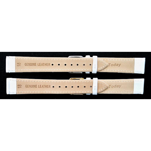 Vitt läderband 18 mm White guldspänne