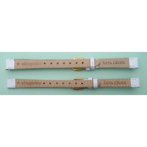 Läderband 10/12 mm White 10 mm/guldspänne