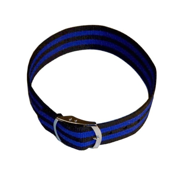 Klockarmband perlon svart/blå 18 mm 18 mm