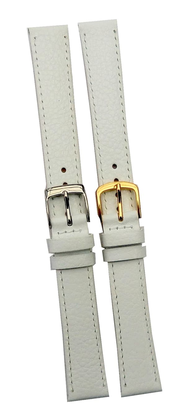 Läder Buffalo vit, sydd 16 mm White stålspänne