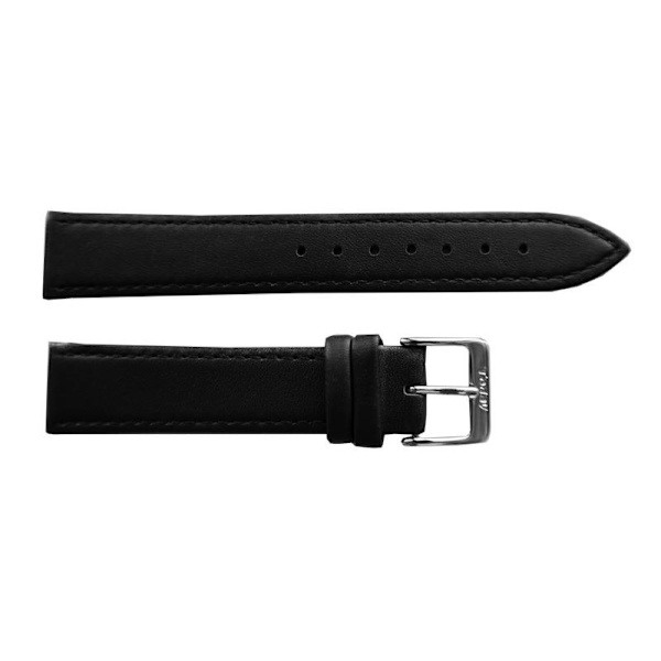 Svart läderband 18/20 mm Black 20 mm/guldspänne