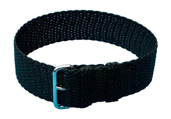 Flätat perlonband 22 mm Black