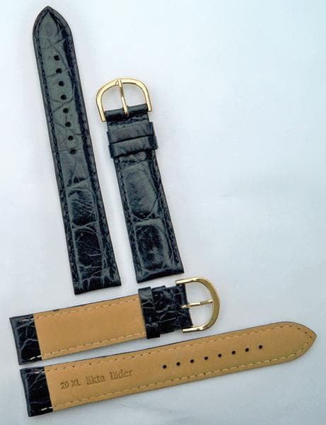 Klockarmband 16/20 mm vadderat äkta läder Blue 16 mm