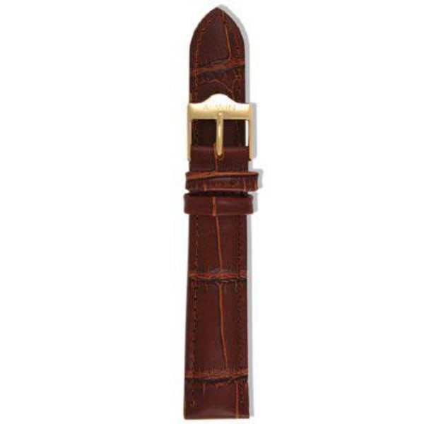 Stoppat läderband 18 mm Brown guldspänne