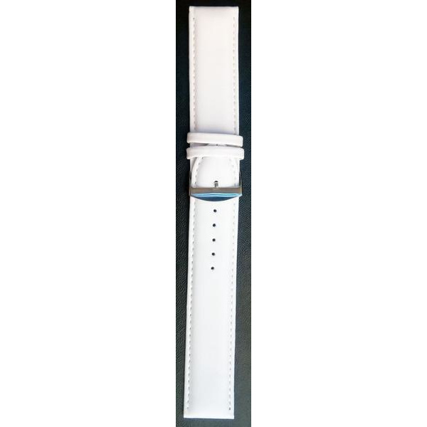 Stoppat läderband Diloy 20/22/24 mm XL- längd White 20 mm