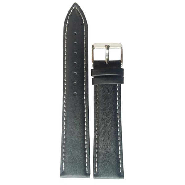 Stoppat läderband 18/20/22/24 mm Black 22 mm