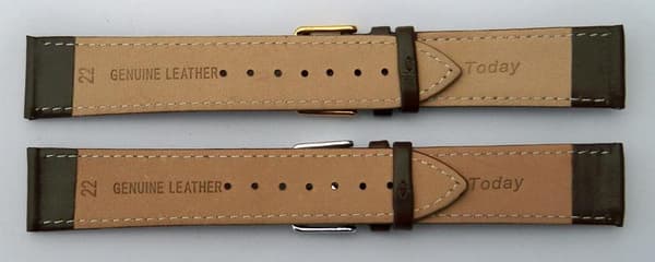 Klockarmband Today 22  mm tunt slätt Brown silverspänne