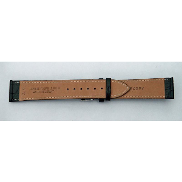 Svart Kroko läderband 22 mm XL Today Black guldspänne