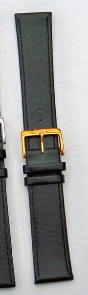 Svart läderband 22 mm Black guldspänne