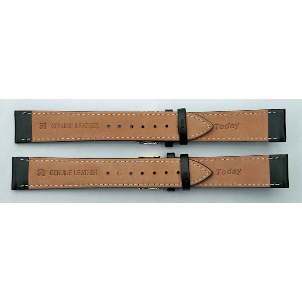 Stoppat klockarmband 20 mm Black silverspänne