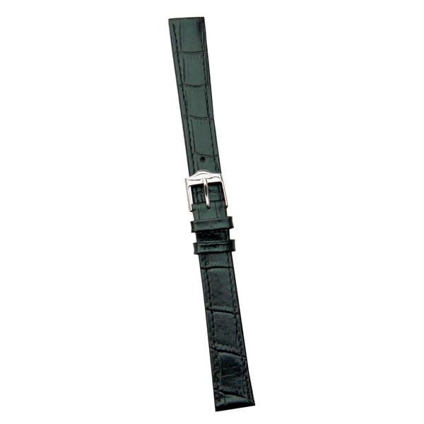 Alwin läderband kroko 16 mm XL Black guldspänne