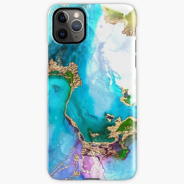 Skal till iPhone 12 Pro - Blue and Gold Ink Marble
