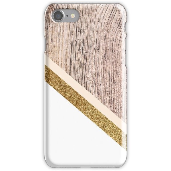 WEIZO Skal till iPhone 8 - wood and gold glitter design