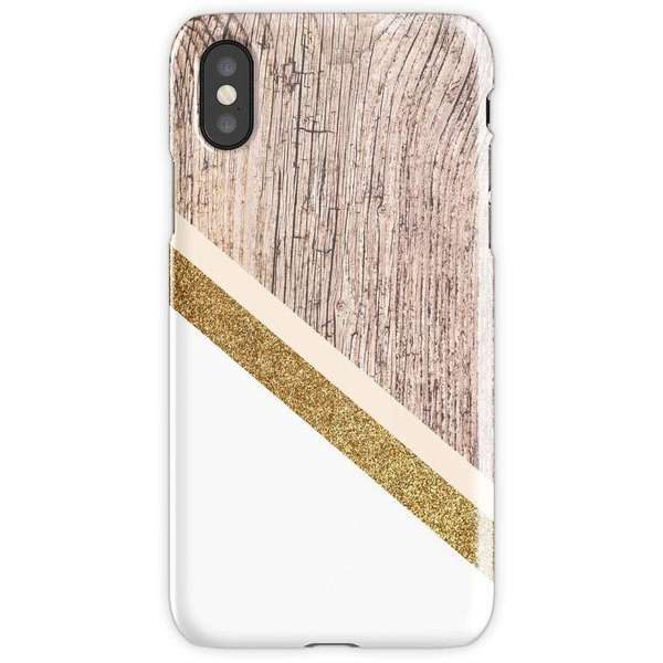 WEIZO Skal till iPhone X - wood and gold glitter design