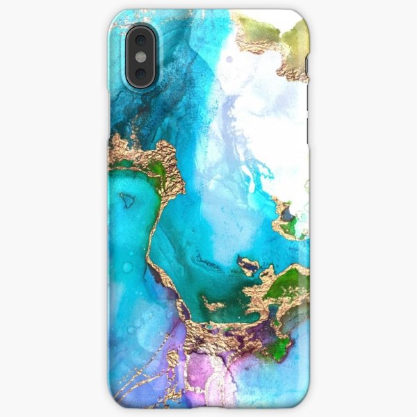 Skal till iPhone X/Xs - Blue and Gold Ink Marble