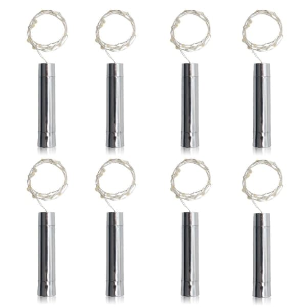 8-pack 20 LED vinkorkslampor AA-batteridrivna 1 m rent vit min