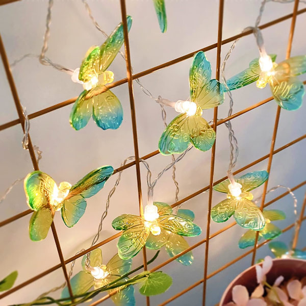 Sommerfugl-lysstreng, KINGCOO 6m 40 LED Gul Grøn Sommerfugl Batteridrevet Indendørs Udendørs Fe-dekorative Lys til Hjem Soveværelse Del yellow 6M 40LED