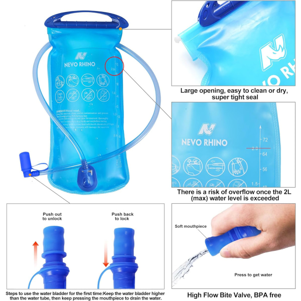 Lätt vätskeryggsäck, löparryggsäck med 2L vattenblåsa, Hydro Water Daypack för cykling Vandring Rave för män kvinnor Red1