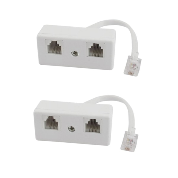 2x 6p4c Rj11 hane till dubbla hona telefonlinje splitter adapter ,h