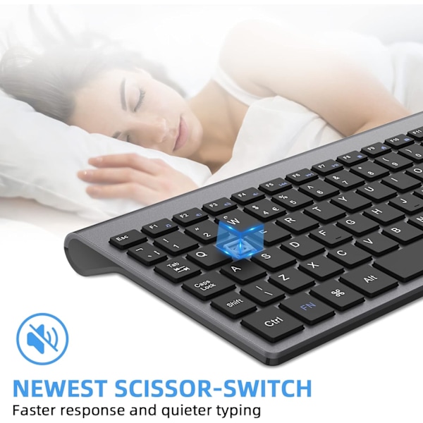 Tangentbord och mus-kombination, cimetech 2.4G ultratunt tangentbord och mus-set med elegant ergonomisk tyst design och stabil anslutning för Windows PC-varv