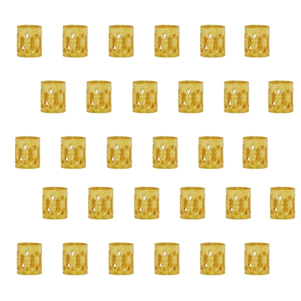 Alumiiniset lettikoristeet, 30 kpl alumiiniset lettikoristeet, metalliset hihansuut, letitystarvikkeet (kulta) gold