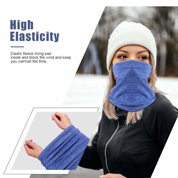 Vinterhalsvarmer Fleece Vindtett Halskrage Snood for Menn Kvinner Kaldt Vær Ansiktshalsduk Hodeplagg for Ski Løping Sykling Navy Blue+blue