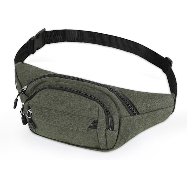 Midjeväska för kvinnor och män, resebälte för damer, midjeväska för löpning och promenader, vattentät midjeväska, justerbar Army Green