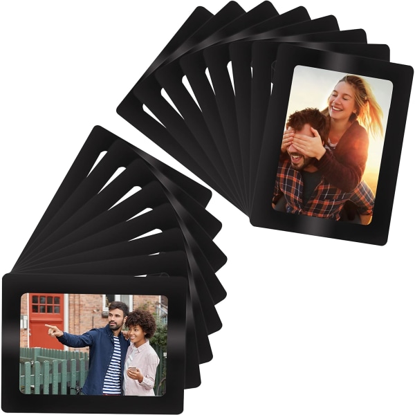 15 stk. sorte magnetiske foto- og billedrammer til køleskab - til fotos 10 x 15 cm / 4 x 6 tommer - billedkollagerammer til køleskab/fryser & Single Color